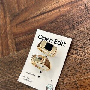 Open Edit Gold and Black Ring Set